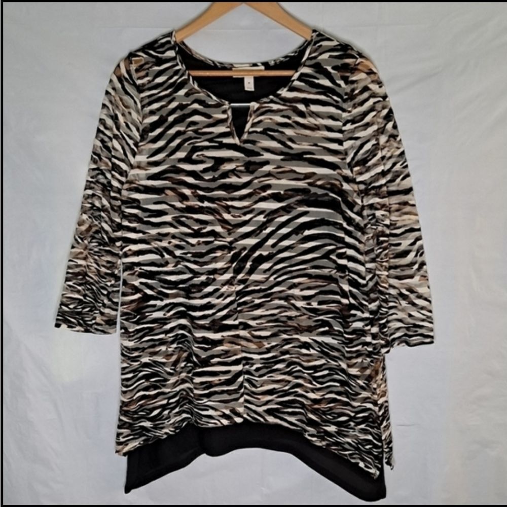 Dana Buchman Tunic Black Tan Medium